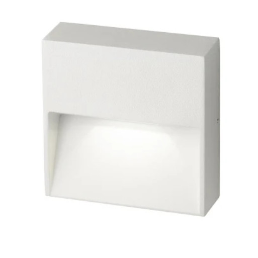 Step Light, Aluminum in White, LED 6W 3000K, Driver Build In, IP65, Size 117x117xH33 mm.