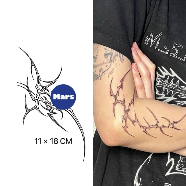 Mars Tattoo เทคโนโลยีใหม่ เมจิก ติดทนนาน 2 สัปดาห์ รอยสักกึ่งถาวร สติ๊กเกอร์รอยสัก Cybersigilism SH126