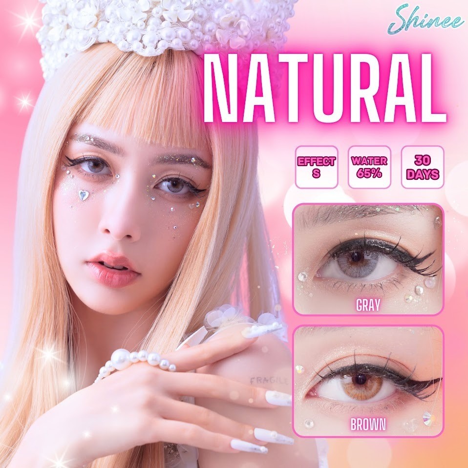 คอนแทคเลนส์(มินิ) Natural Brown / Gray (Shinee) ลายฮิต ขายดีมาก กรองแสงกันยูวี