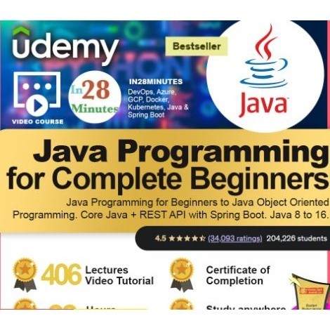 [Video Course] Java Programming for Complete Beginners ( Lectures, hours+ Video Tutorial)