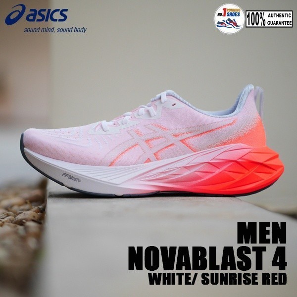 ASICS เอสิค รองเท้าวิ่งคุณภาพสูง [✨Novablast 4 white/sunrise red, FF blast + ของแท้ 100% สําหรับผู้ช