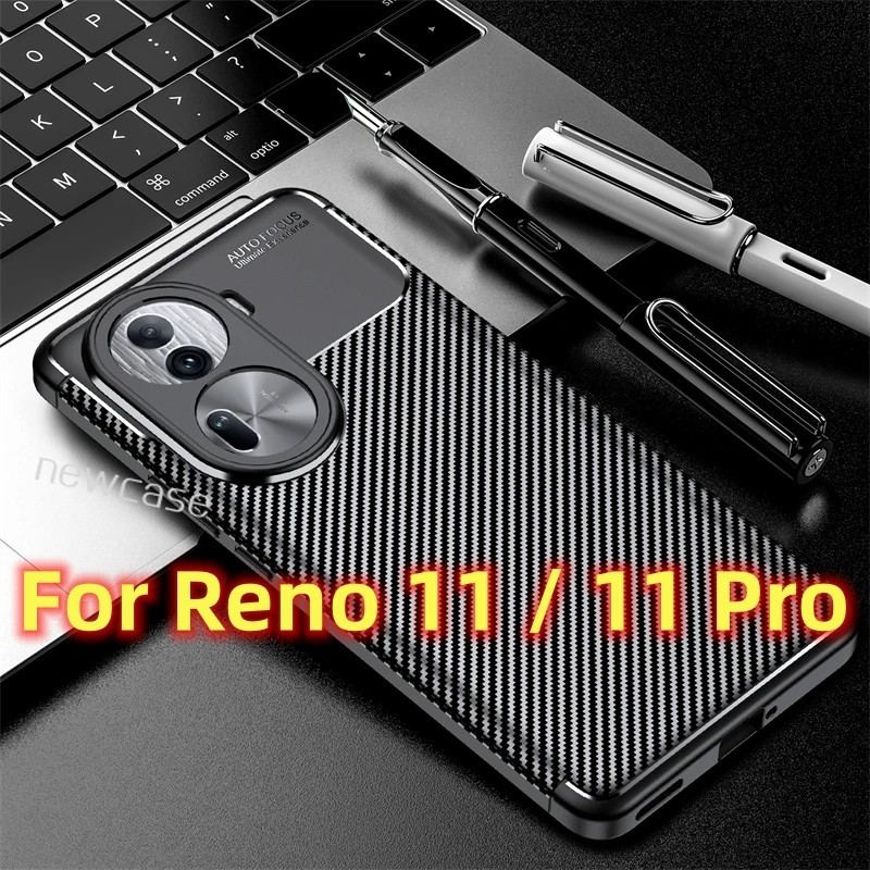 เคสโทรศัพท์มือถือ ซิลิโคน คาร์บอนไฟเบอร์ กันกระแทก สําหรับ Oppo Reno 11 Pro Reno11 Reno11Pro 5G 2024