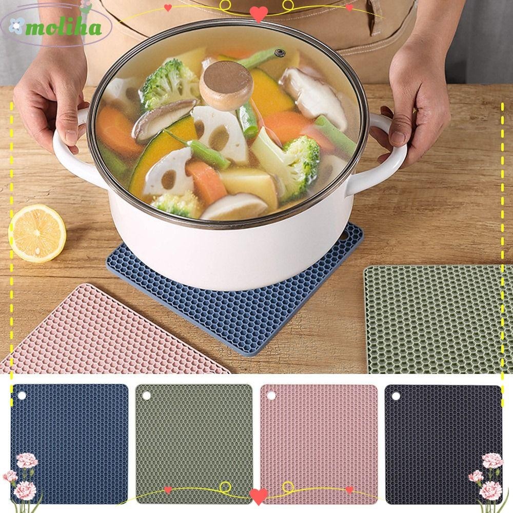 Moliha แผ่นฉนวนกันความร้อน ห้องครัว บนโต๊ะอาหาร กันลื่น ซิลิโคน หม้อ ที่รองจาน