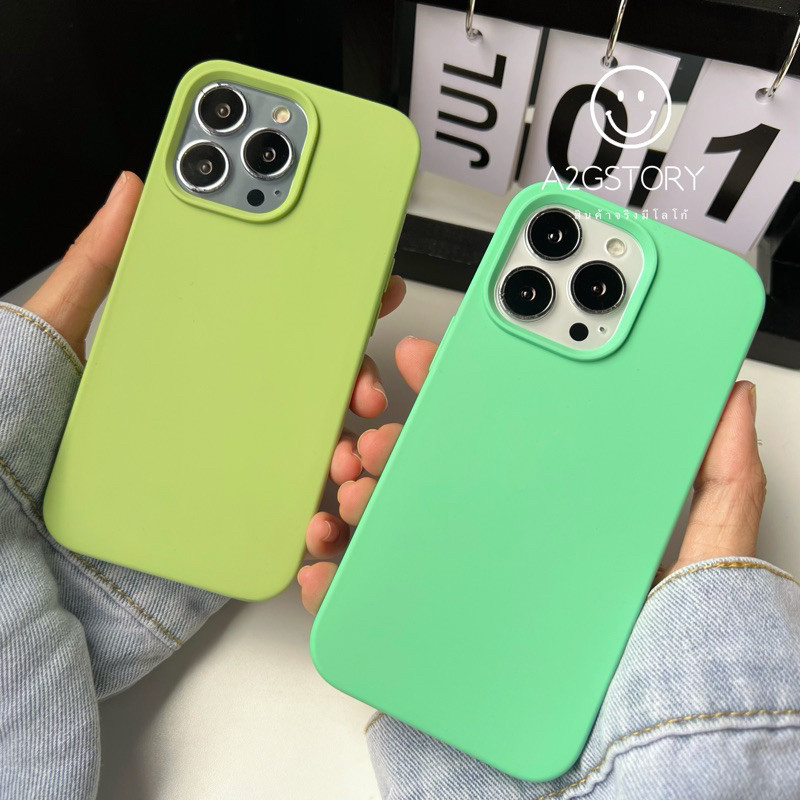 เคสซิลิโคนกำมะหยี่ เคสสีพื้น Matcha/Peppermint สำหรับรุ่นไอโฟน 78SE20-16 16plus 16pro 16promax