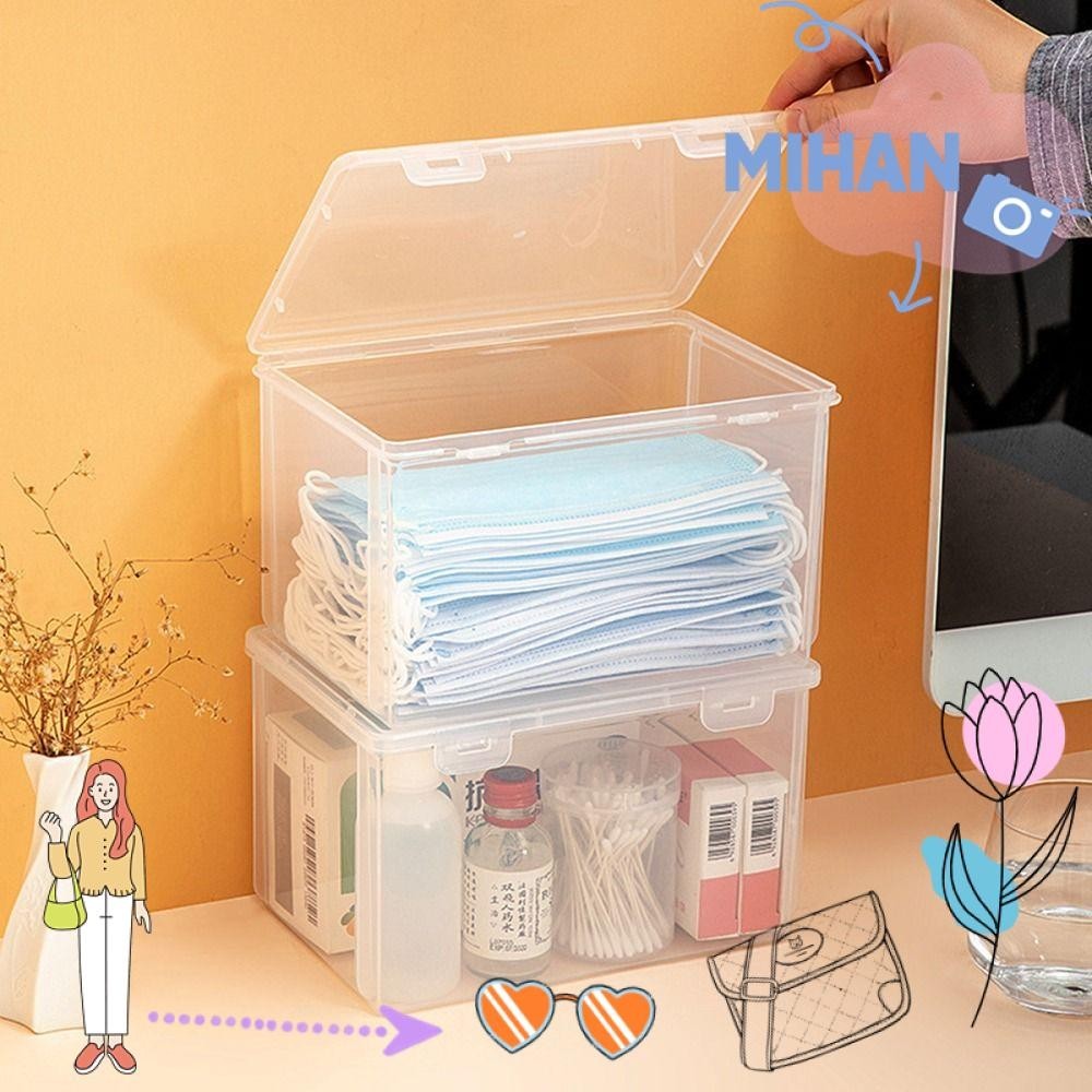 Mh กล่องพลาสติกใส แบบหนา กันฝุ่น ขนาดเล็ก แบบพกพา สําหรับใส่จัดเก็บยา เครื่องประดับ ต่างหู เครื่องสําอาง 1 ชิ้น