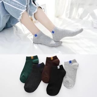 SK-003 (ซื้อขั้นต่ำ 2 คู่) ถุงเท้าญี่ปุ่น ข้อสั้น สีพื้น สดใส แต่งสีที่ข้อ โดดเด่น เนื้อผ้าหนา ใส่สบาย