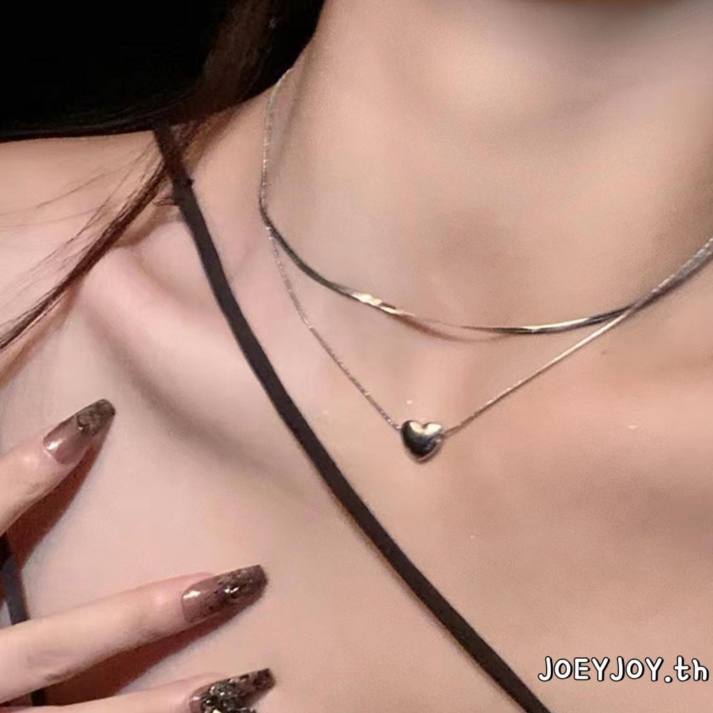 Joeyjoy-ผู้หญิง Layered Choker สร้อยคอหัวใจขนาดเล็กน่ารักสร้อยคอสร้อยคอเครื่องประดับอุปกรณ์เสริม