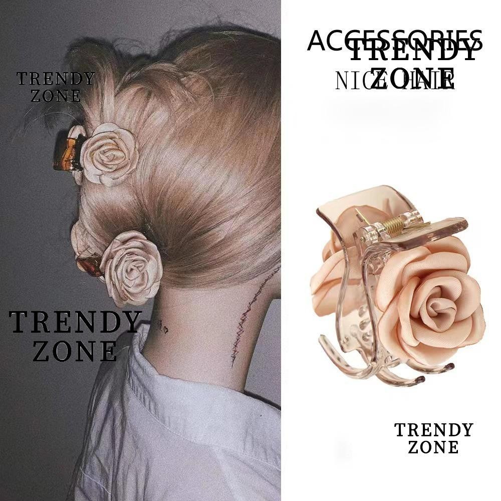 Trendyzone กิ๊บติดผมหางม้า พลาสติกซาติน รูปดอกคามิเลีย สไตล์ฝรั่งเศส สําหรับงานแต่งงาน