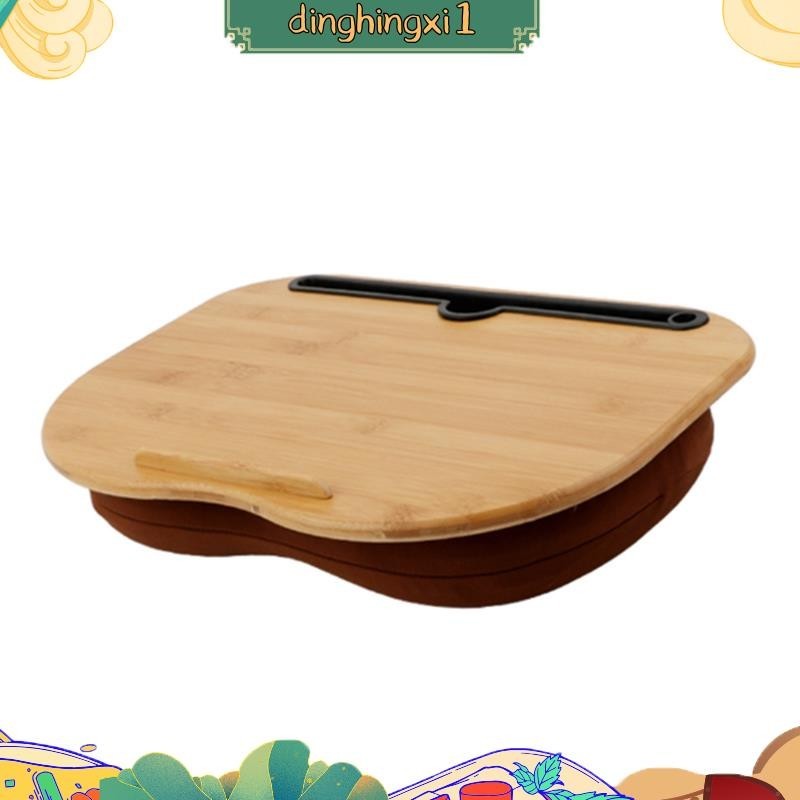 Dinghingxi1 โต๊ะแล็ปท็อป พร้อมหมอนรอง และช่องเสียบ สําหรับแท็บเล็ต คอมพิวเตอร์ 14 นิ้ว