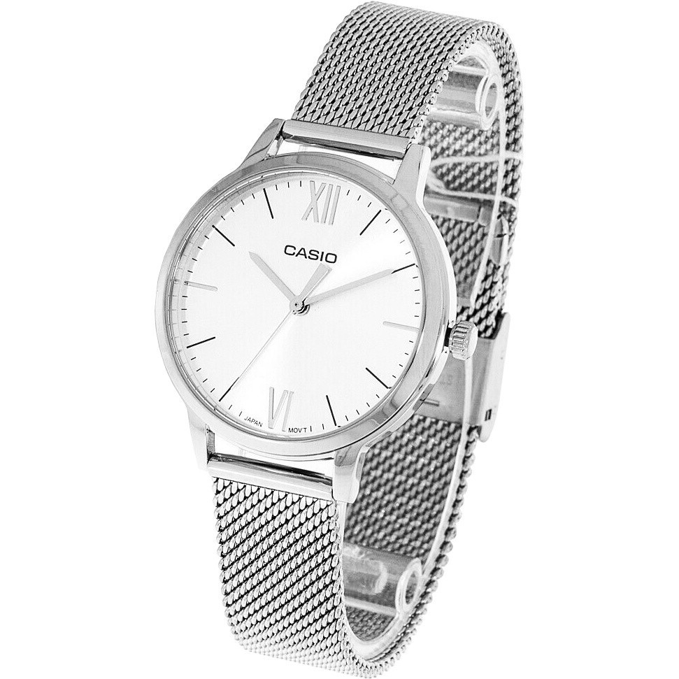 นาฬิกาสายหนัง Casio นาฬิกาข้อมือผู้หญิง สายสแตนเลส รุ่น LTP-E157M ของแท้ประกันศูนย์ CMG