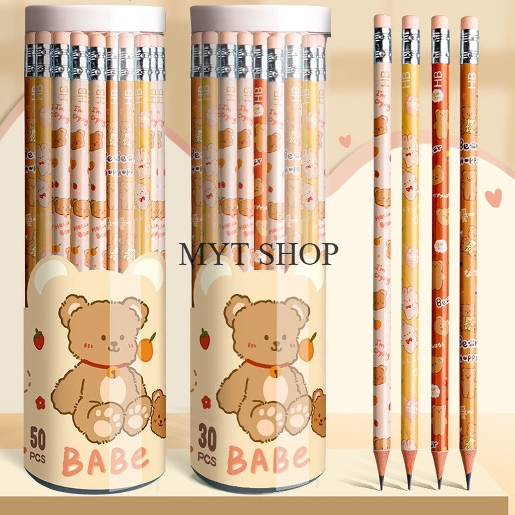 ดินสอไม้ อุปกรณ์การเรียน ลายน่ารัก เครื่องเขียน HB pencil ดินสอไม้ หัวยางลบ เครื่องเขียนเด็ก