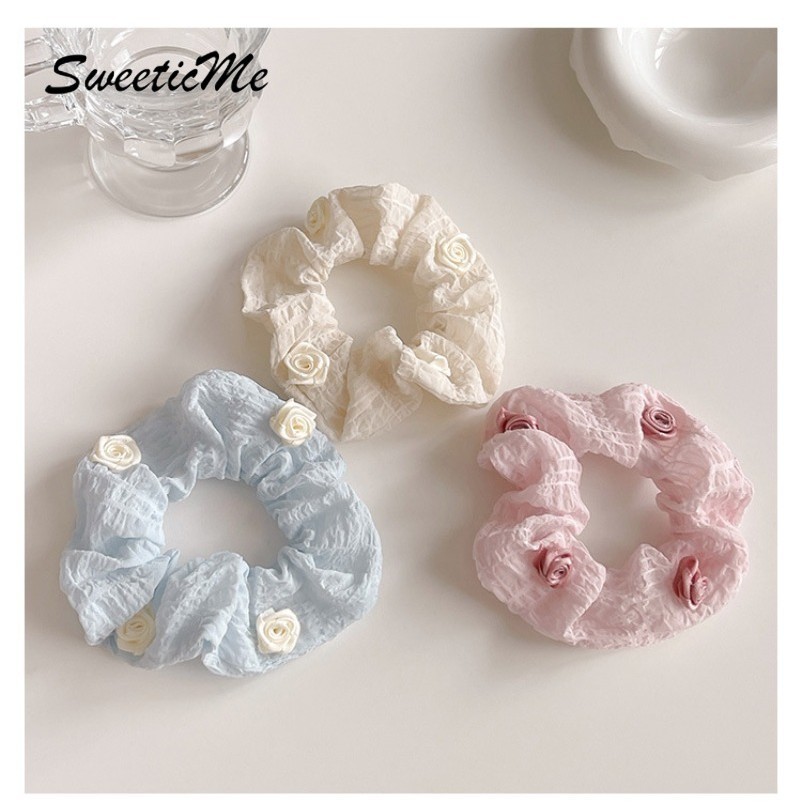 SweeticMe ใหม่แฟชั่นผม Ties French Camellia สาวหวาน Causal อุปกรณ์เสริมยืดผม Ties ราคา ถูกที่สุด ดีลบีเคเค แกลเลอรีภาพที่ 9