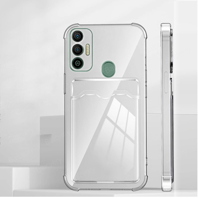 เคสโทรศัพท์มือถือแบบใส กันกระแทก พร้อมช่องใส่บัตร สําหรับ Tecno Spark 7T KF6p Spark 7 KF6 KF6j KF6i 