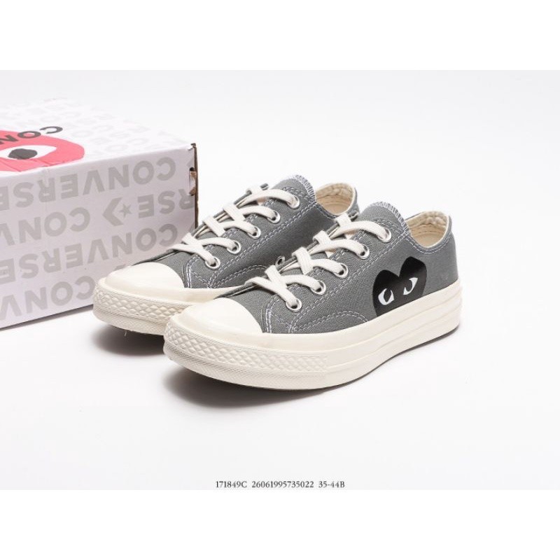 Sepatu Play Comme Des Garcons X Converse Chuck Taylor 1970's Ox Steel Grey White (CDG Ox Grey White