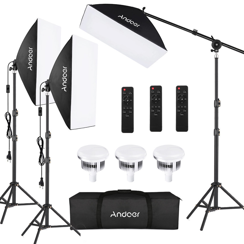 Andoer-2 85w 2m Stand * ชุดสตูดิโออุณหภูมิสองสีอุณหภูมิ Led * + Softbox * + Remote 2800k-5700k * 3 ส