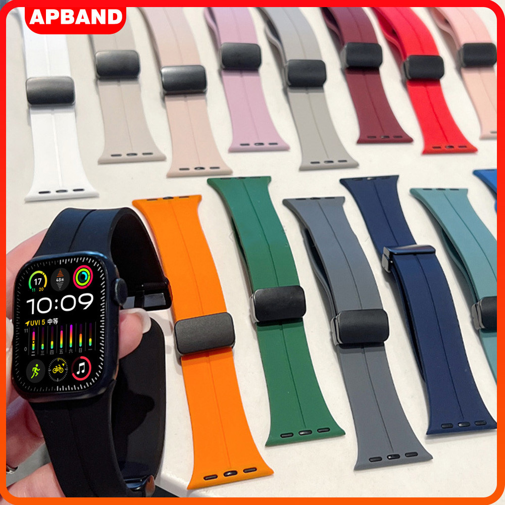 สายซิลิโคนสำหรับ Apple Watch Ultra/SE 3 2 49 มม. 46มม. 45 มม. 41 มม. Series 11 10 9 8 7 IWatch 44 มม. 40 มม. 42 ม