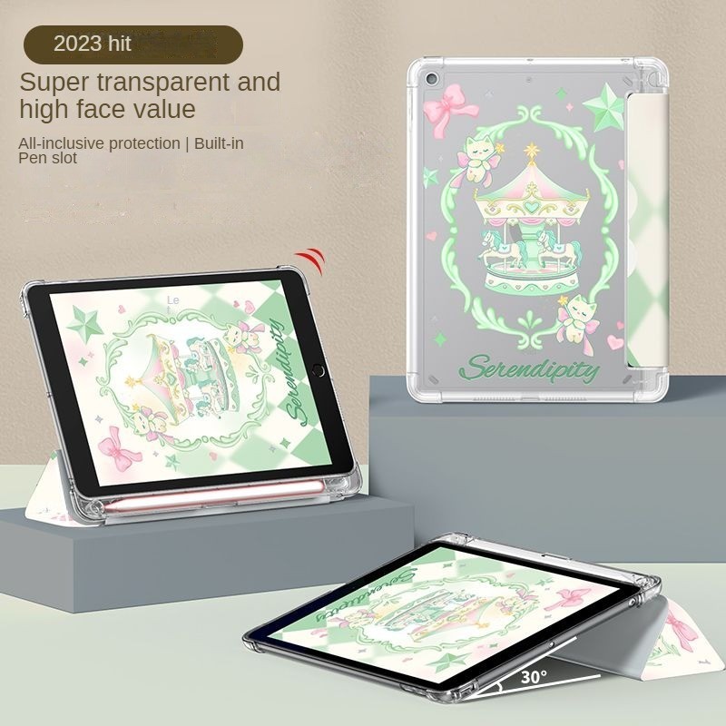 สําหรับ iPad Air5 Air4 gen10 Gen9 Gen8 Gen7 Anti drop การ์ตูน carousel iPad gen6 gen5 2021 Pro11 แท็บเล็ต Protector