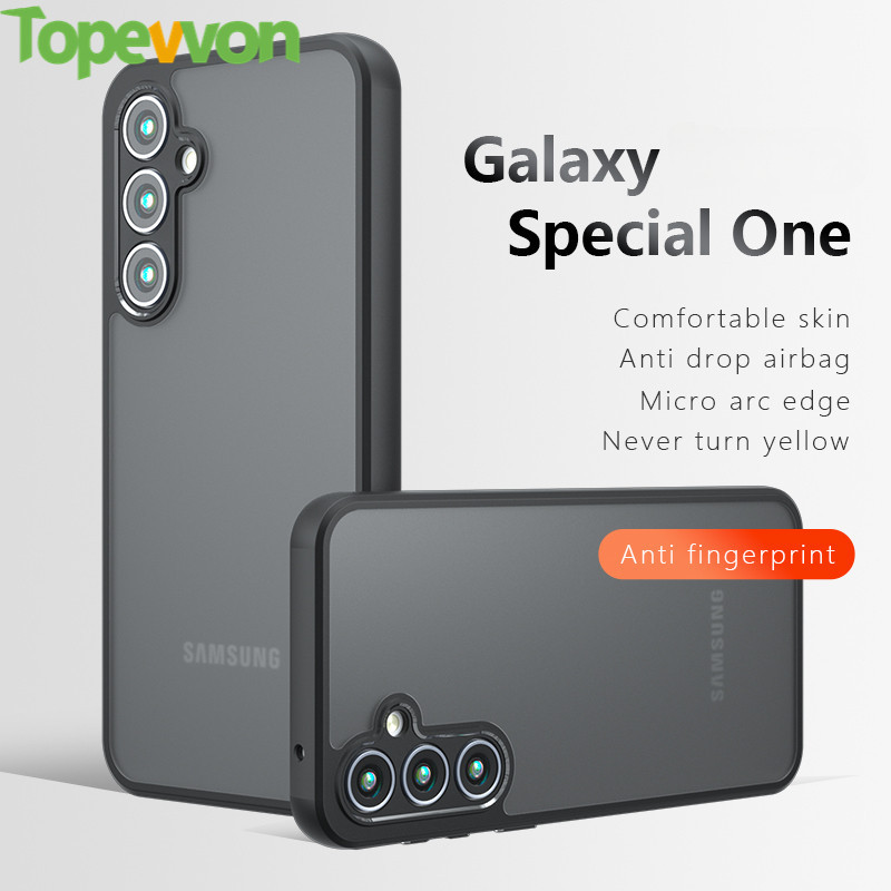 สําหรับ Samsung Galaxy A06 A16 A55 A54 A34 A35 A24 A25 A15 A14 5G 4G S22 S23 S24 25 Ultra Plus FE Z พับ 4 5 6 กรณี Matte ผิวโปร่งใส Anti ลายนิ้วมือ Anti สีเหลืองฝาครอบ