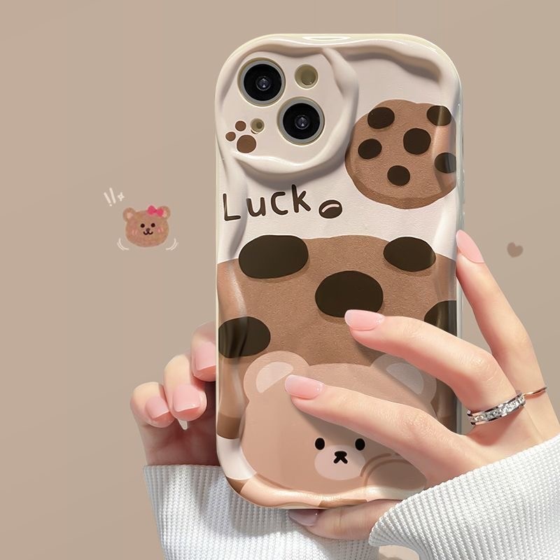 เข้ากันได้ iPhone 11 13 FOR iPhone14 15 12 pro max 7 8 Plus X XR XS Max 12 13MINI คุ้กกี้หมีคุ้กกี้ TPU กรณีซิลิโคนนุ่ม - รูปที่ 2