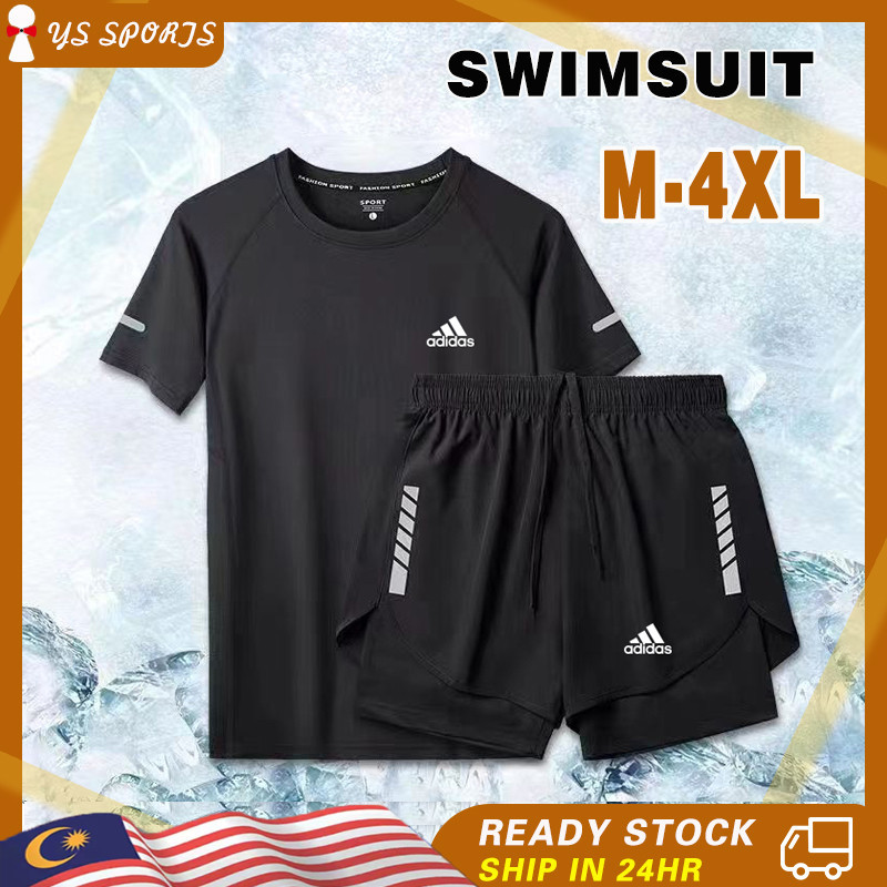 【พร้อมส่ง】ชุดว่ายน้ํา เสื้อยืด แขนสั้น กางเกงขาสั้น ผ้าตาข่าย ระบายอากาศ แห้งเร็ว เหมาะกับการเล่นกีฬาชายหาด สําหรับผู้ชาย ผู้หญิง 2 ชิ้น ต่อชุด – โปรปัง