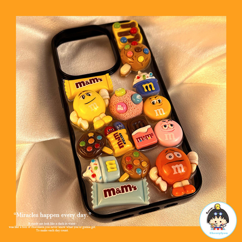 3D Glitter การ์ตูน M Bean เคสโทรศัพท์สําหรับ IPhone 17 Air 16 15 14 13 12 11 Pro Max X XR 8 7 Plus กันกระแทก Soft TPU ปกหลัง