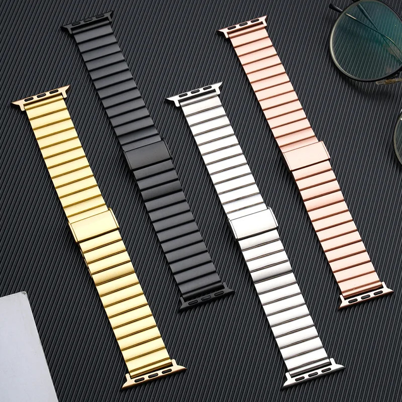 สายสแตนเลสสําหรับ IWatch Band Series 10 46 มม.9 8 7 49 มม.45 มม.41 มม.44 มม.40 มม.ผีเสื้อโลหะ Link สร้อยข้อมือ IWatch Ultra 10 2 6 SE 5 3