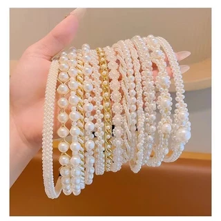 NEW!ที่คาดผม ประดับไข่มุก แวววาว เหมาะกับใส่กลางแจ้ง แฟชั่นยอดนิยม สไตล์เกาหลี สําหรับผู้หญิง