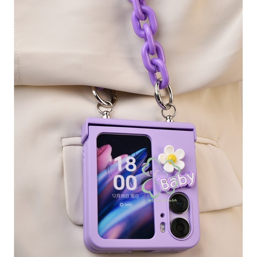 เคสแข็ง ลายดอกไม้ 3D กันกระแทก พร้อมสายโซ่คล้องข้อมือ รูปที่ 6