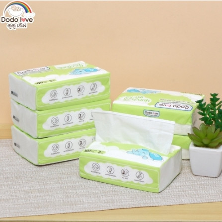 [ยกแพ็ค 6] DODOLOVE Soft Tissue Paper กระดาษทิชชู่ พกพา สำหรับเด็กอ่อน แบบนุ่มพิเศษ 3 เท่า