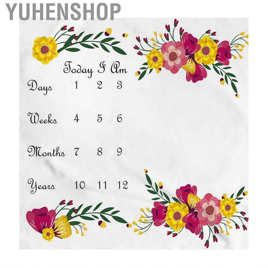 Yuhenshop Baby Milestone Blanket Monthly Innovative Fun Floral Print Newborn Photo Background Cloth for Props