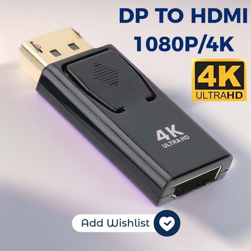 ชุบทอง DP TO HDMI สายเชื่อมหน้าจอ DP อะแดปเตอร์ DP ตัวผู้ เป็น Hdmi ตัวเมีย ชุบทอง เปลี่ยน Display Port เป็น HDMI 4K