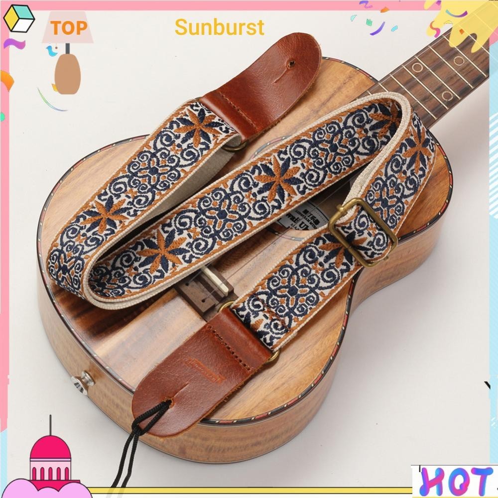 [Sunburst11.th] สายคล้องคอกีตาร์ เบส ปักลาย สไตล์เรโทร สําหรับผู้ชาย และผู้หญิง