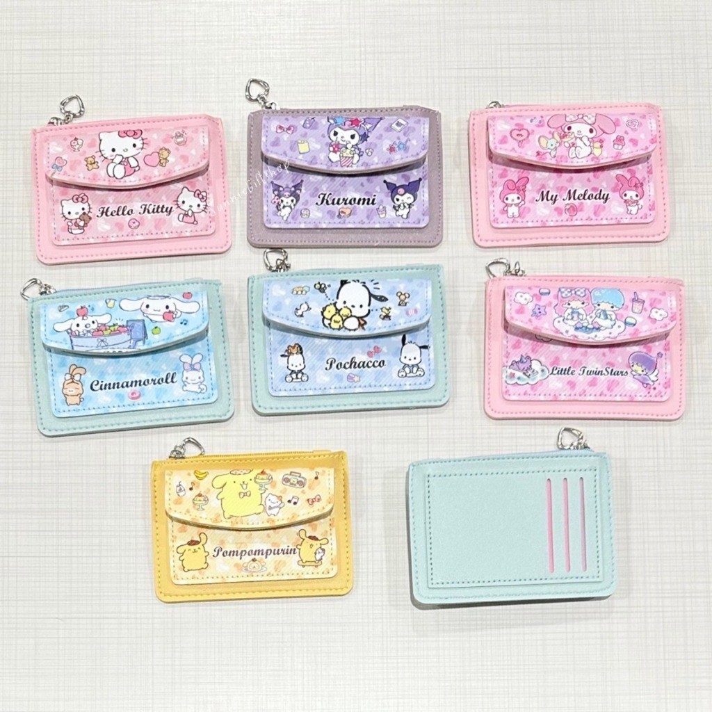 SANRIO กระเป๋าสตางค์ หนัง Pu ลายการ์ตูน Kuromi Melody Pochacco พร้อมช่องใส่บัตร สําหรับเด็ก