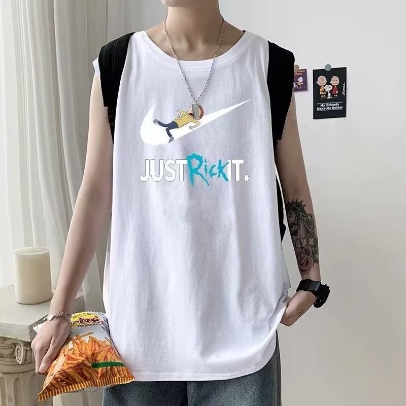 เสื้อยืดแขนกุด เสื้อกล้าม เสื้อกีฬา บาสเก็ตบอล ทรงหลวม ขนาดใหญ่ แฟชั่นฤดูร้อน สําหรับผู้ชาย