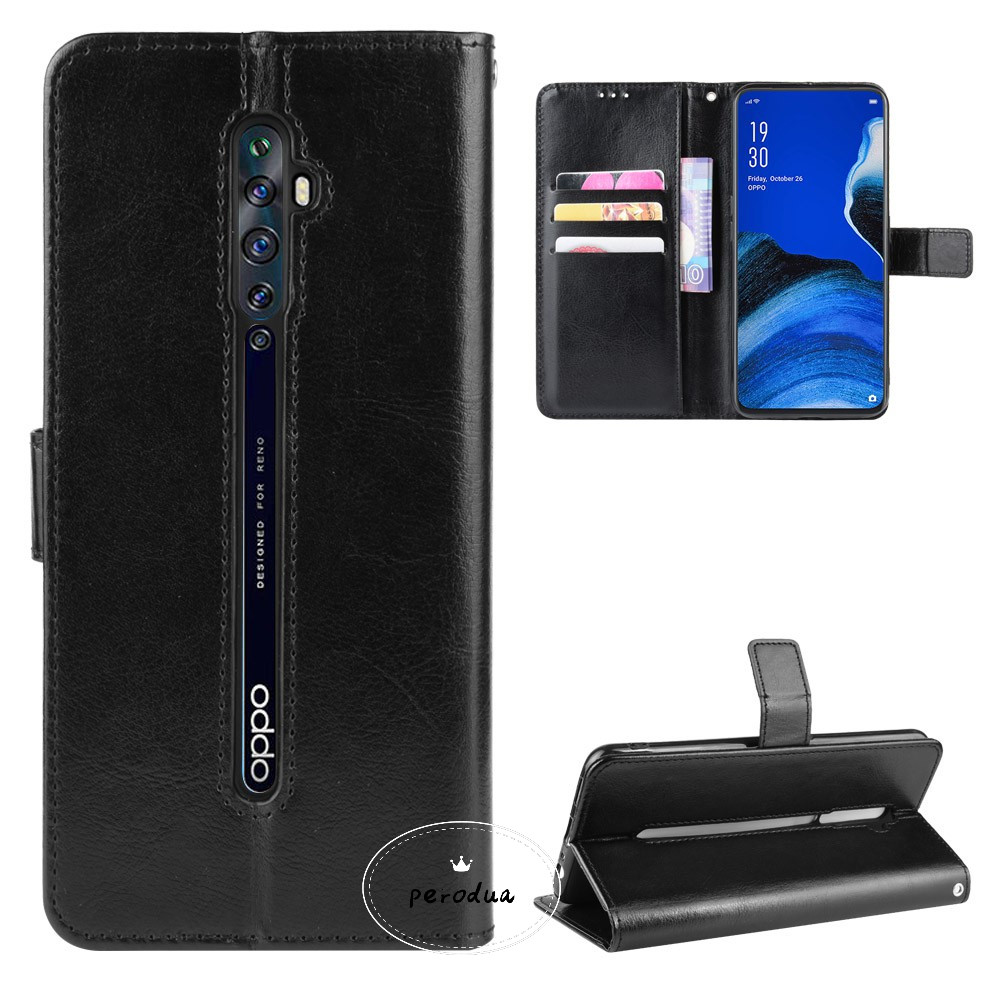 เคสโทรศัพท์หนัง ฝาพับ พร้อมช่องใส่บัตร สําหรับ OPPO Reno2 F Reno 2 2F Reno2F