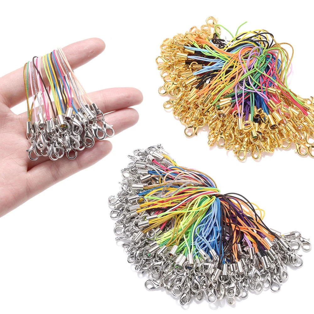 1 PC Lobster Clasp Lanyard - พวงกุญแจ DIY - อุปกรณ์เสริมกระเป๋า - สายรัดไนลอนสีสันสดใส - ขั้วต่อแหวนกุญแจ - เชือกสายไฟ - เชือกเส้นเล็กสีสุ่ม - อุปกรณ์ทํา