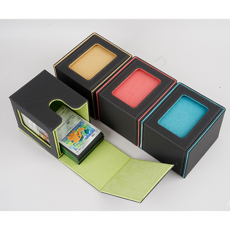 กล่องการ์ดเปิดหน้าต่างสําหรับการ์ดกีฬาและ Pokémon TCG One Piece Yu-Gi-Oh! Trading Card Game Tabletop Game Deck Box