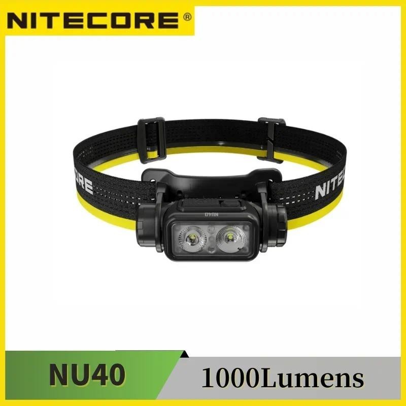 Nitecore NU40 ไฟฉายสวมศีรษะ 1000 ลูเมนส์ น้ําหนักเบา ชาร์จ USB-C แบตเตอรี่ในตัว 18650