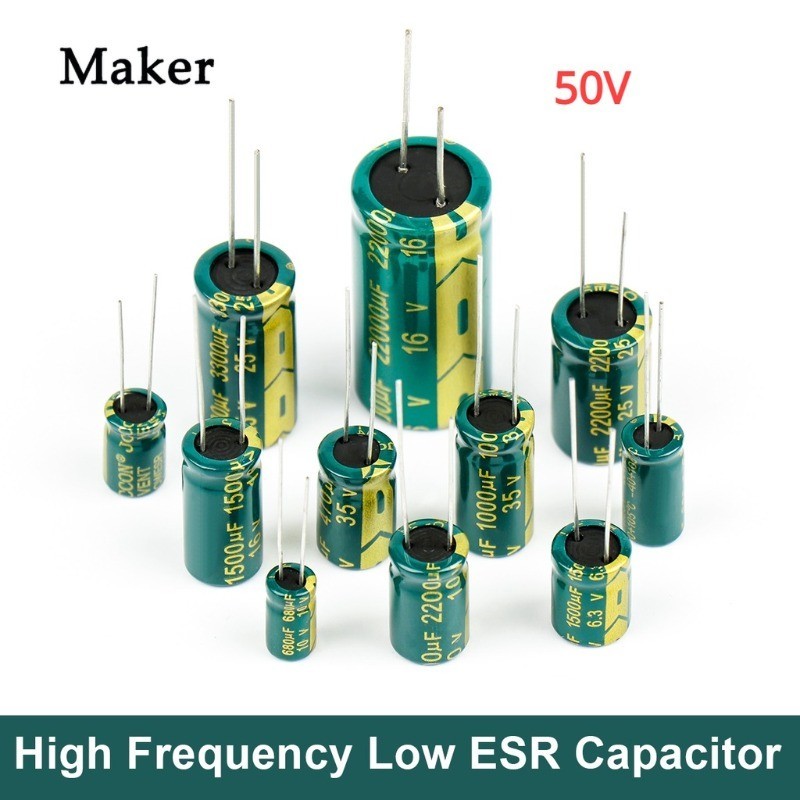 ตัวเก็บประจุอลูมิเนียมไฟฟ้า 50V ความถี่สูง ESR 22UF 47UF 100UF 220UF 330UF 470UF 680UF 1000UF 2200UF