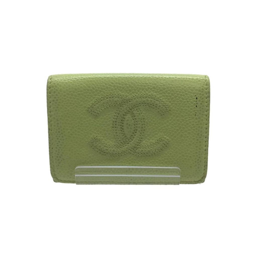 Chanel กระเป๋าสตางค์คาเวียร์ สีเขียว มือสอง จากญี่ปุ่น สําหรับผู้หญิง

