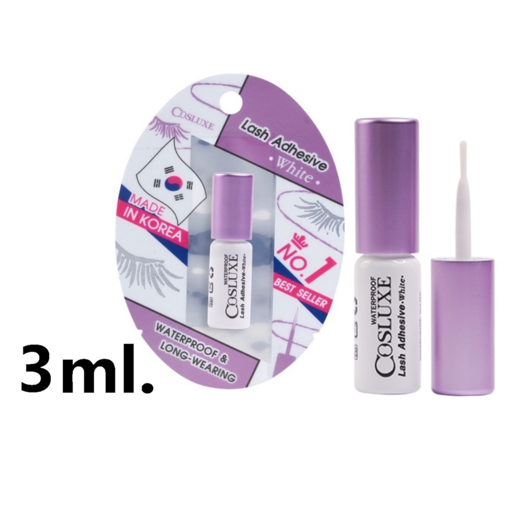 Cosluxe Lash Adhesive White Waterproof 3ml. : คอสลุค กาว กาวติดขนตาปลอม x 1 ชิ้น NP svl