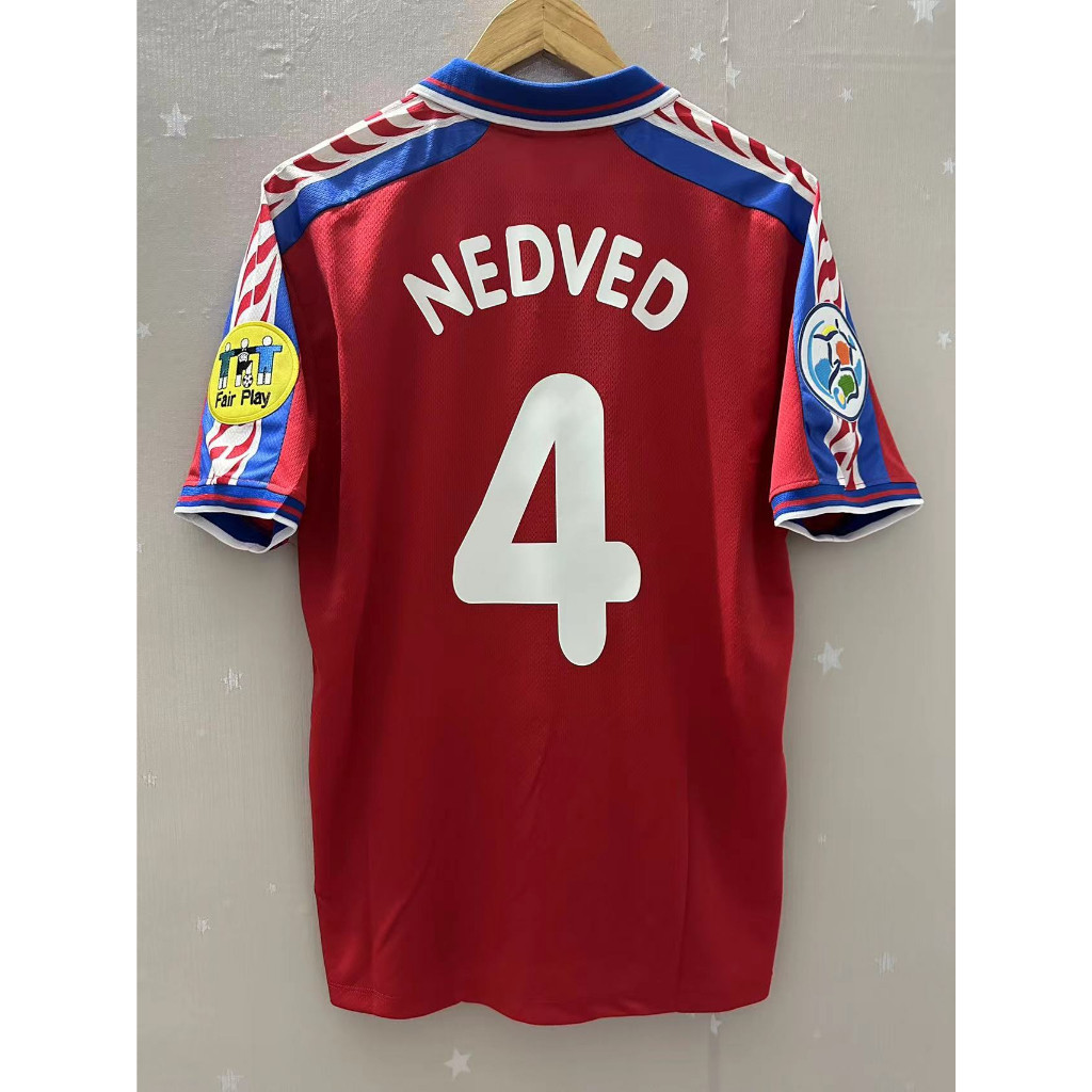 เสื้อกีฬาแขนสั้น ลายทีมชาติฟุตบอล Czech NEDVED POBORSKY 1996 ชุดเหย้า คุณภาพสูง สไตล์เรโทร