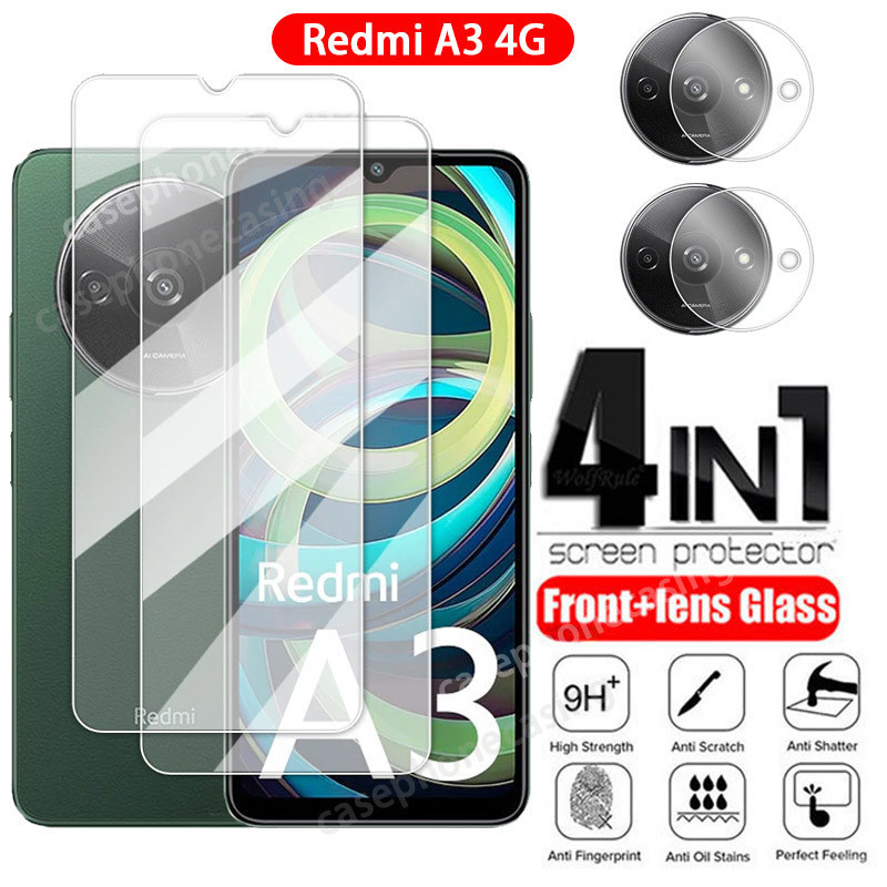 4in1 ฟิล์มกระจกนิรภัยกันรอยหน้าจอ แบบใส กันรอยกล้อง สําหรับ Xiaomi Redmi A3 A 3 A2 A1 A2+ A1+ RedmiA3 Mia3 2024 Redmy A2Plus A 3 A 1 Plus RedmiA3 4G 9H