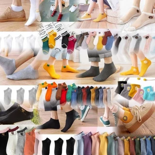 HOME818 [ซื้อ 5คู่ แถม 5คู่] ถุงเท้าแฟชั่น ถุงเท้าสีพื้ ข้อสั้น ใส่ได้ทั้งหญิง-ชาย (ราคา ต่อ 10คู่ )
