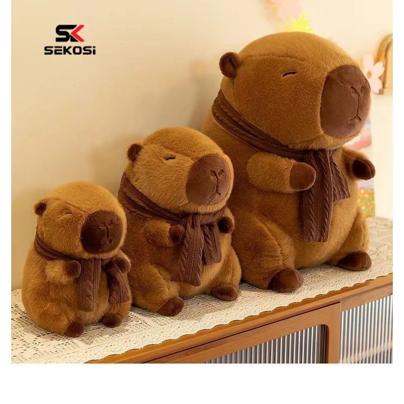 Sk หมอนตุ๊กตานุ่ม รูปการ์ตูน Capybara พร้อมผ้าพันคอ เหมาะกับของขวัญวันเกิด ของเล่นสําหรับเด็ก