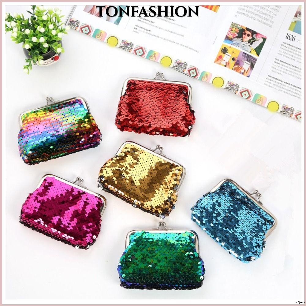 Tonfashion กระเป๋าเงิน ขนาดเล็ก 3 นิ้ว เลื่อม ที่มีสีสัน กระเป๋าสตางค์เป็นศูนย์ หูฟัง สายเคเบิลข้อมูล แบบพกพา กระเป๋าใส่เหรียญ