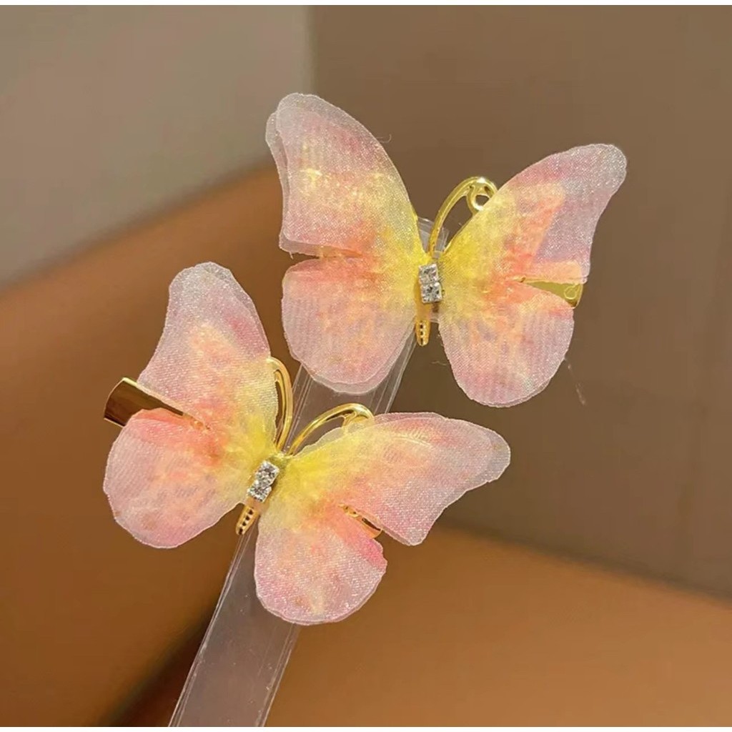 กิ๊บติดผม ผ้ากอซ แต่งพู่ ลายผีเสื้อ ไล่โทนสี สีสันสดใส สไตล์เจ้าหญิง สําหรับเด็กผู้หญิง จํานวน 2 ชิ้น - รูปที่ 6