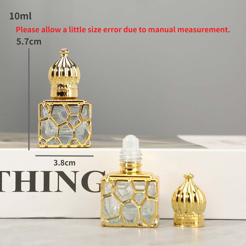 ขวดแก้วใส่น้ําหอมเปล่า แบบพกพา ขนาด 3 6 12 15 มล. พร้อมฝาปิด สีทอง