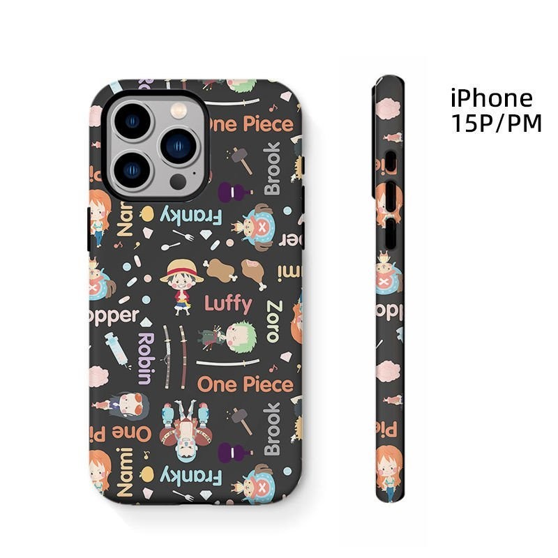 เคสโทรศัพท์มือถือแบบแข็ง สองชั้น กันกระแทก ลายลูฟี่ One Piece สีวาว สําหรับ iPhone15 14 13 12 11 15promax 14plus X XR XS XSMAX 12pro 7 8plus ราคา ถูกที่สุด ดีลบีเคเค แกลเลอรีภาพที่ 2