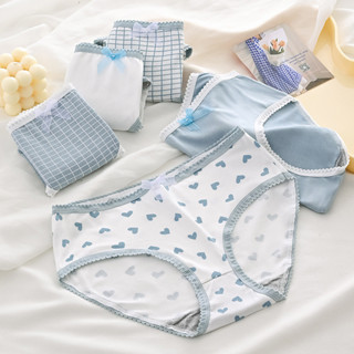 กางเกงชั้นในผู้หญิง สไตล์ญี่ปุ่น สีฟ้าน่ารัก ไซส์ L-XL ใส่ได…